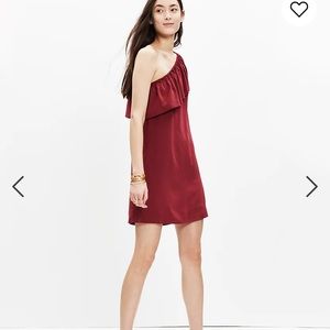 NWT Madewell silk one shoulder red dress. Size 2